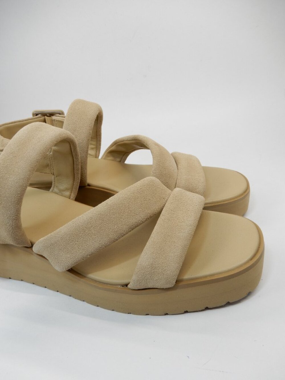 VINCE Skylar Low Wedge Slingback SANDALS Size 8.5 Nude Beige Suede NEW $280 - Picture 12 of 16